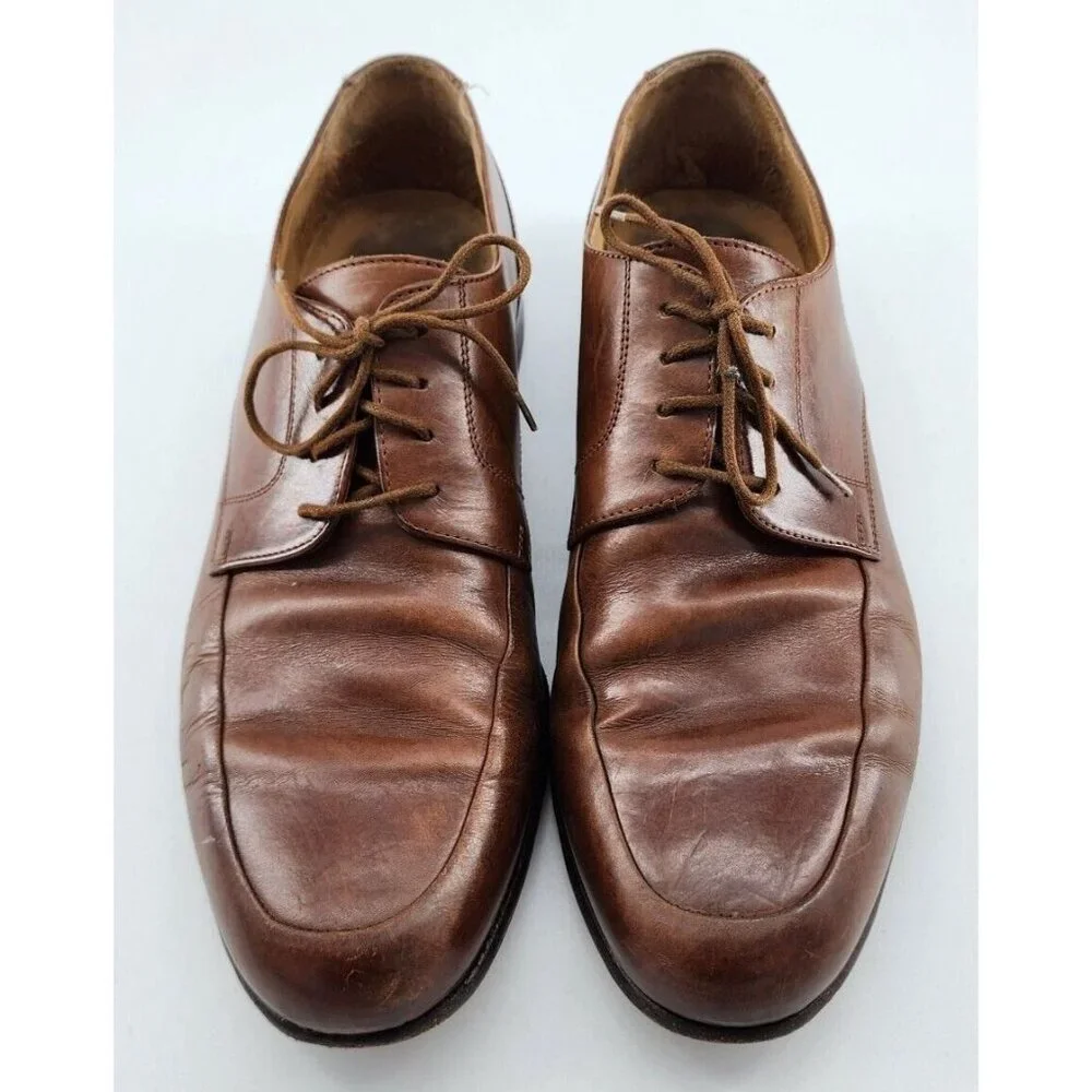 JOHNSTON & MURPHY Soft‎ Brown Italian Oxford Lace Up Dress Shoes Men's Size 12M